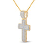 10k Yellow Gold Mens Round Diamond Cross Charm Pendant 1/2 Cttw