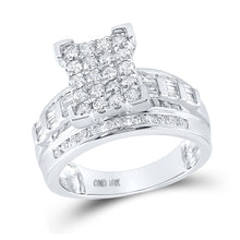  10k White Gold Round Diamond Cinderella Cluster Bridal Wedding Engagement Ring 1 Cttw