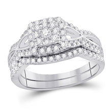  14k White Gold Round Diamond Bridal Wedding Ring Band Set 1/2 Cttw