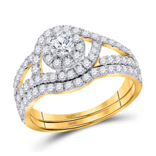  14k Yellow Gold Round Diamond Bridal Wedding Ring Band Set 1-1/4 Cttw