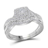 14k White Gold Princess Diamond Bridal Wedding Ring Band Set 1/2 Cttw