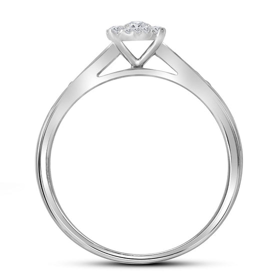 14k White Gold Round Diamond Slender Halo Bridal Wedding Ring Band Set 1/2 Cttw