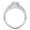 14k White Gold Round Diamond Double Halo Bridal Wedding Ring Band Set 1 Cttw