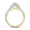 14k Yellow Gold Round Diamond Double Halo Bridal Wedding Ring Band Set 1 Cttw