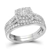 14k White Gold Round Diamond Bridal Wedding Ring Band Set 1 Cttw