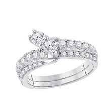  14k White Gold Round Diamond 2-stone Bridal Wedding Engagement Ring 3/4 Cttw