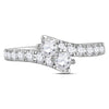 14k White Gold Round Diamond 2-stone Bridal Wedding Engagement Ring 1 Cttw