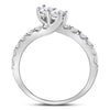 14k White Gold Round Diamond 2-stone Bridal Wedding Engagement Ring 1 Cttw