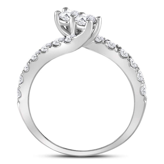 14k White Gold Round Diamond 2-stone Bridal Wedding Engagement Ring 1 Cttw