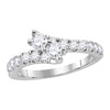 14k White Gold Round Diamond 2-stone Bridal Wedding Engagement Ring 1 Cttw