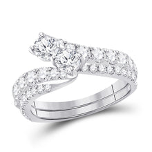  14k White Gold Round Diamond 2-stone Bridal Wedding Engagement Ring 1-1/2 Cttw
