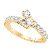  14k Yellow Gold Round Diamond 2-stone Bridal Wedding Engagement Ring 3/4 Cttw
