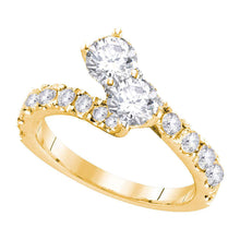  14k Yellow Gold Round Diamond 2-stone Bridal Wedding Engagement Ring 1 Cttw