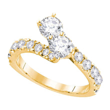  14k Yellow Gold Round Diamond 2-stone Bridal Wedding Engagement Ring 1-1/2 Cttw