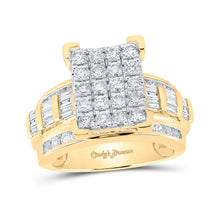  10k Yellow Gold Round Diamond Cluster Bridal Wedding Engagement Ring 1-7/8 Cttw