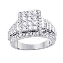  10k White Gold Round Diamond Cluster Bridal Wedding Engagement Ring 2 Cttw