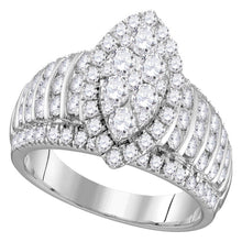  10k White Gold Womens Round Diamond Oval Cluster Ring 1-7/8 Cttw