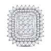 10k White Gold Womens Round Diamond Square Cluster Ring 3-1/2 Cttw