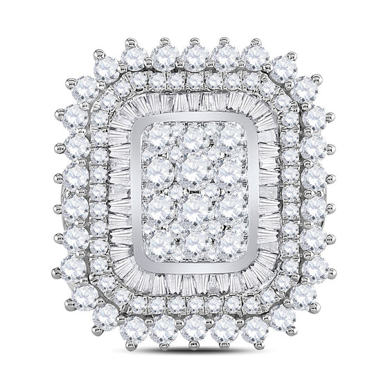 10k White Gold Womens Round Diamond Square Cluster Ring 3-1/2 Cttw