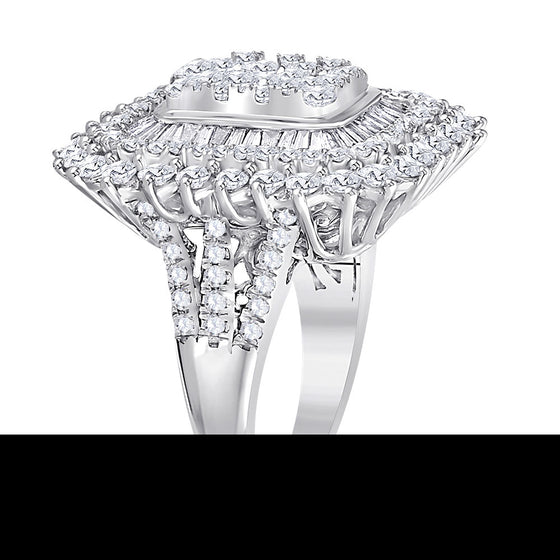 10k White Gold Womens Round Diamond Square Cluster Ring 3-1/2 Cttw