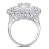 10k White Gold Womens Round Diamond Square Cluster Ring 3-1/2 Cttw