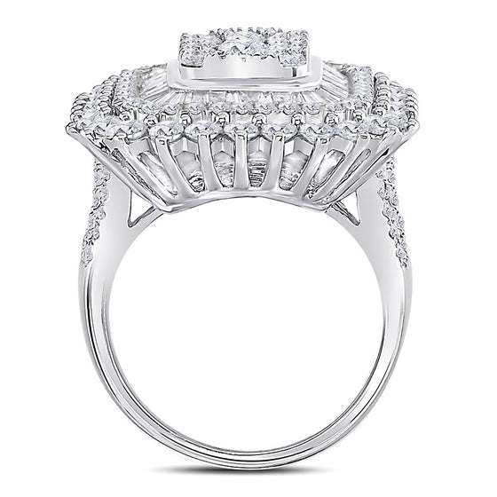 10k White Gold Womens Round Diamond Square Cluster Ring 3-1/2 Cttw