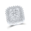 10k White Gold Womens Round Diamond Square Cluster Ring 3-1/2 Cttw