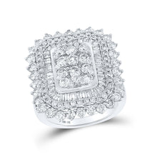  10k White Gold Womens Round Diamond Square Cluster Ring 3-1/2 Cttw