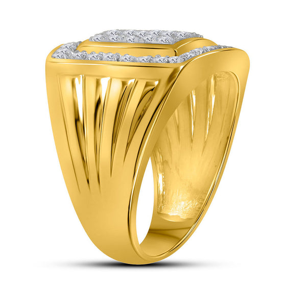 10k Yellow Gold Mens Round Diamond Square Cluster Ring 1/2 Cttw