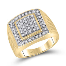  10k Yellow Gold Mens Round Diamond Square Cluster Ring 1/2 Cttw