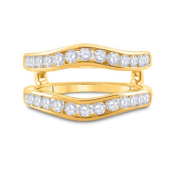 14k Yellow Gold Womens Round Diamond Wedding Wrap Ring Guard Enhancer 1 Cttw