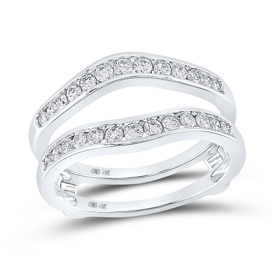 14k White Gold Womens Round Diamond Bridal Wedding Enhancer Band Wrap Ring 1/2 Cttw
