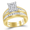10k Two-tone Gold His Hers Round Diamond Cluster Matching Wedding Set 5/8 Cttw
