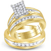 10k Two-tone Gold His Hers Round Diamond Cluster Matching Wedding Set 5/8 Cttw