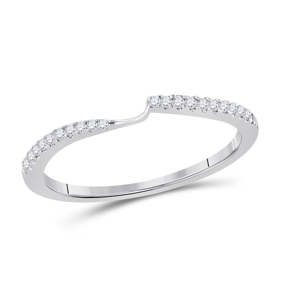 14k White Gold Womens Round Diamond 2-stone Wedding Band 1/8 Cttw