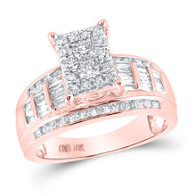  10k Rose Gold Round Diamond Cluster Bridal Wedding Engagement Ring 7/8 Cttw