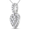 14k White Gold Womens Round Diamond Heart Pendant 1/3 Cttw