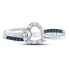 10k White Gold Womens Round Blue Color Enhanced Diamond Captured Heart Ring 1/10 Cttw
