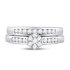 10k White Gold Round Diamond Bridal Wedding Ring Band Set 1/2 Cttw