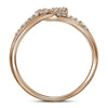 10k Rose Gold Womens Round Diamond Open Double Heart Fashion Ring 1/3 Cttw