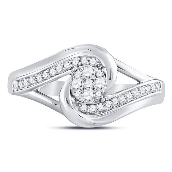 10k White Gold Round Diamond Cluster Bridal Wedding Engagement Ring 1/4 Cttw