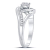 10k White Gold Round Diamond Cluster Bridal Wedding Engagement Ring 1/4 Cttw