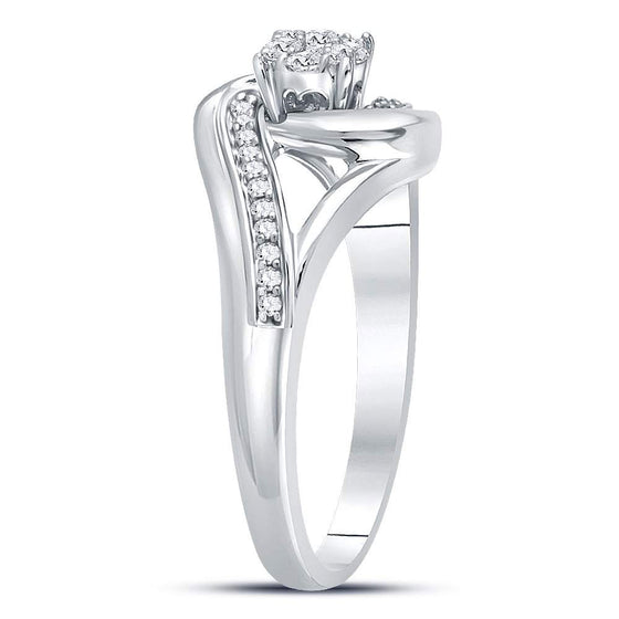 10k White Gold Round Diamond Cluster Bridal Wedding Engagement Ring 1/4 Cttw