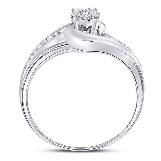 10k White Gold Round Diamond Cluster Bridal Wedding Engagement Ring 1/4 Cttw