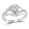 10k White Gold Round Diamond Cluster Bridal Wedding Engagement Ring 1/4 Cttw