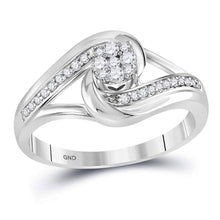  10k White Gold Round Diamond Cluster Bridal Wedding Engagement Ring 1/4 Cttw
