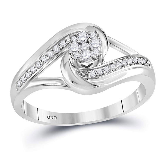 10k White Gold Round Diamond Cluster Bridal Wedding Engagement Ring 1/4 Cttw