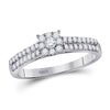 14k White Gold Round Diamond Cluster Bridal Wedding Engagement Ring 1/3 Cttw