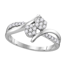  14k White Gold Round Diamond Double Cluster Bridal Wedding Engagement Ring 1/3 Cttw