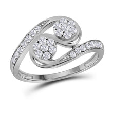  14k White Gold Womens Round Diamond Cluster 2-stone Ring 1/2 Cttw